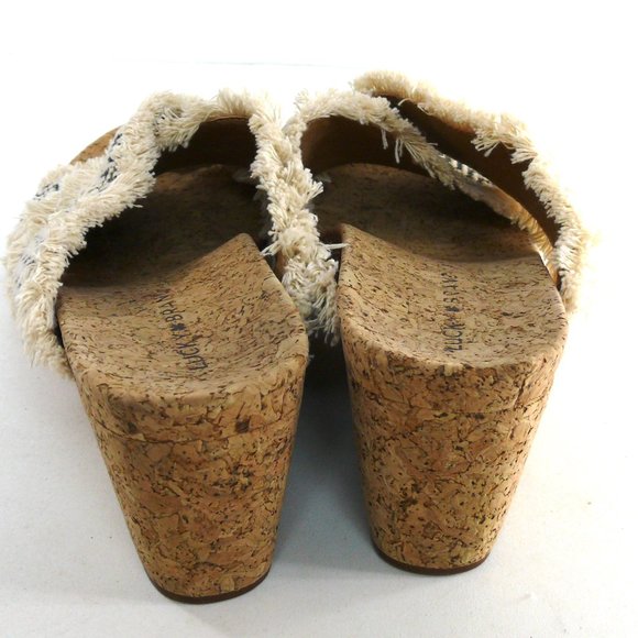 Lucky Brand Khillian open toe woven slides sandals criss cross cork wedge 9M - Picture 8 of 8
